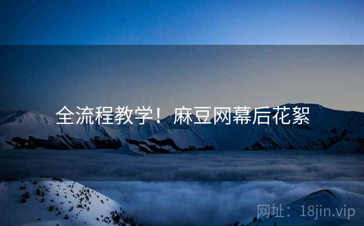 全流程教学！麻豆网幕后花絮