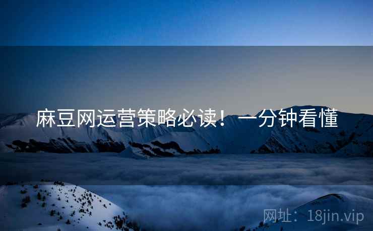 麻豆网运营策略必读！一分钟看懂