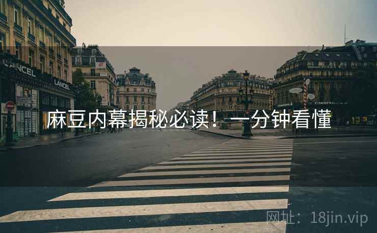 麻豆内幕揭秘必读！一分钟看懂